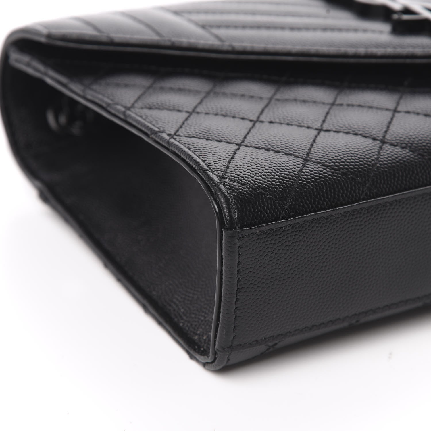 Saint Laurent Grain De Poudre Textured Mixed Matelasse Triquilt Medium Monogram Satchel Black 8 of 11