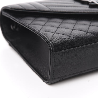 Saint Laurent Grain De Poudre Textured Mixed Matelasse Triquilt Medium Monogram Satchel Black 8 of 11