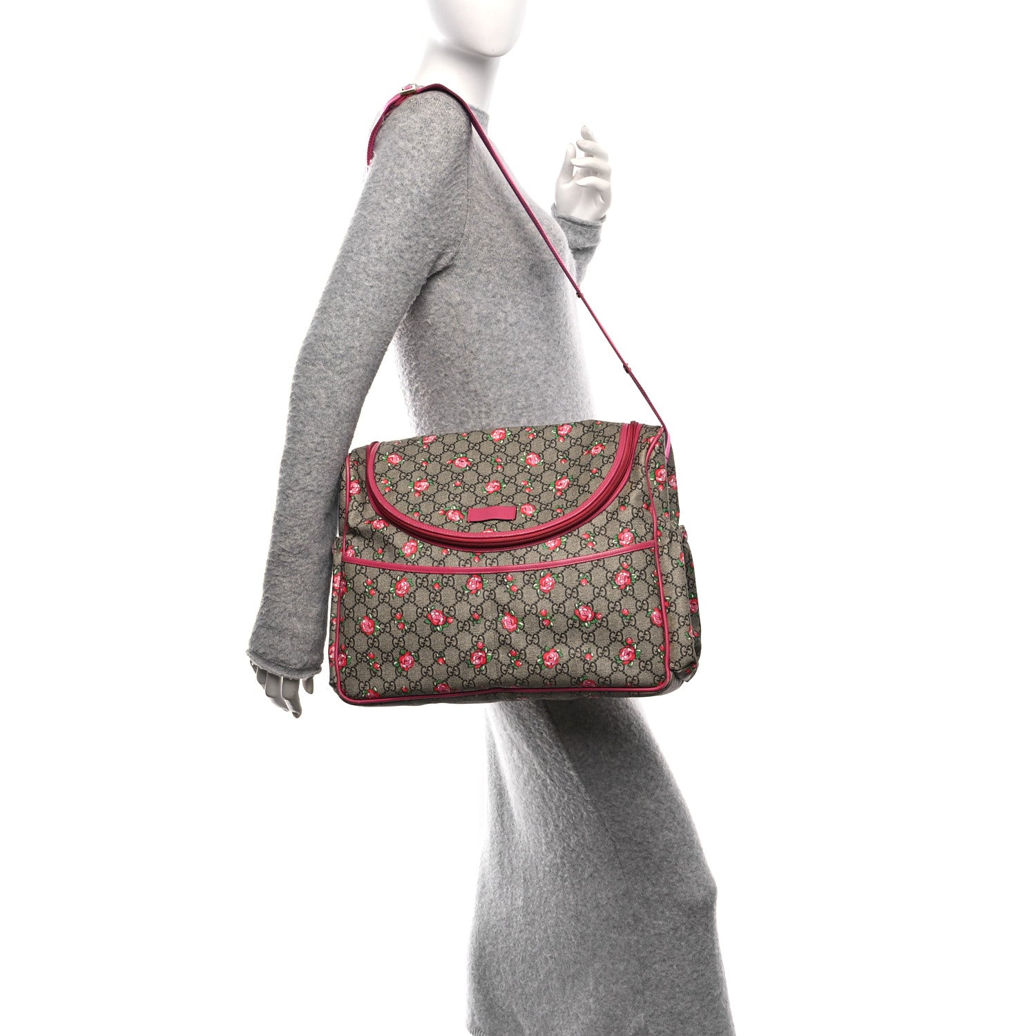 Gucci GG Supreme Monogram Rose Bud Diaper Bag Pink 2 of 14