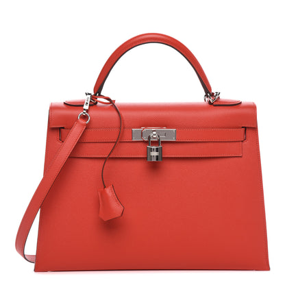 Hermes Epsom Kelly Sellier 32 Rouge Tomate 1 of 10