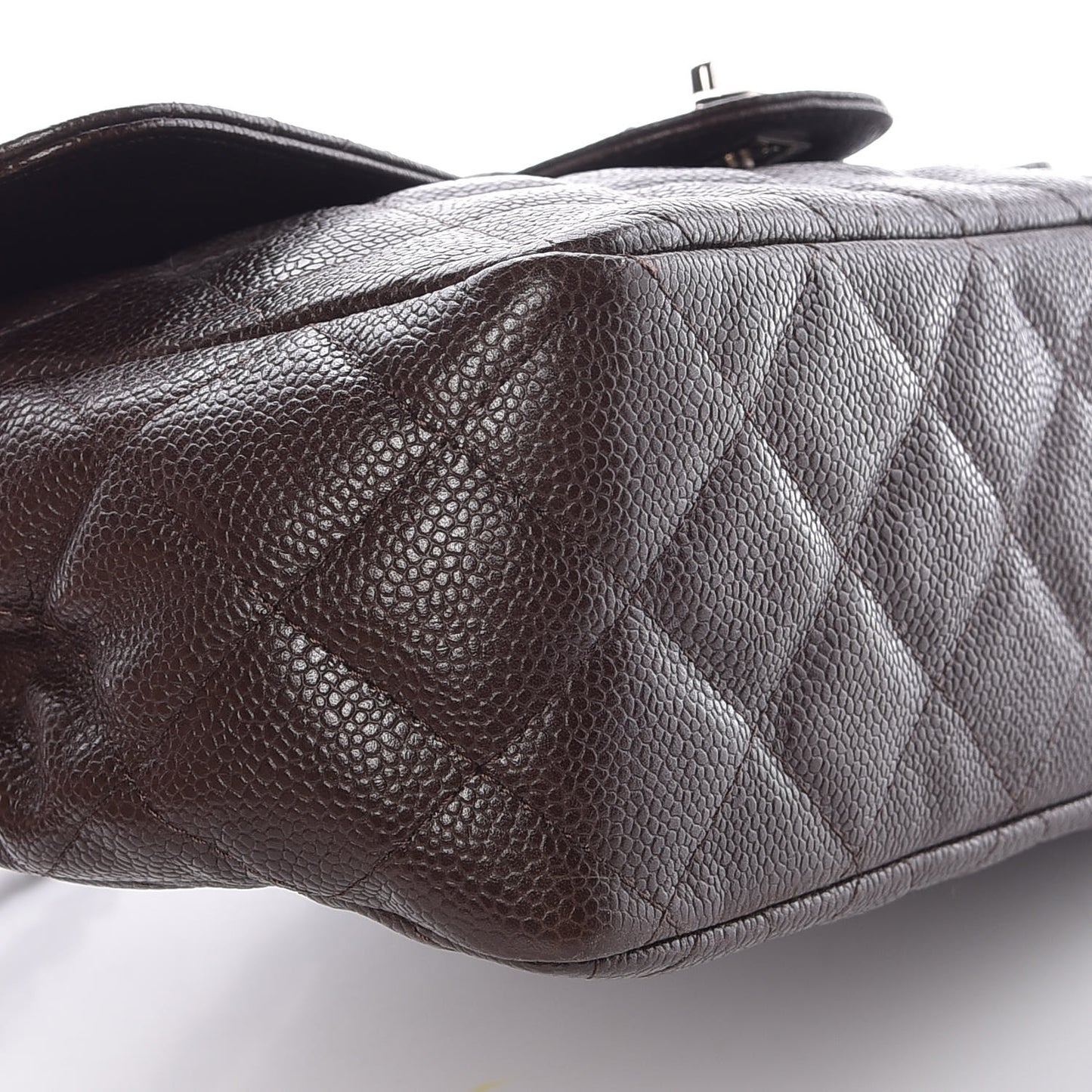 Caviar Quilted Jumbo Single Flap Dark Brown