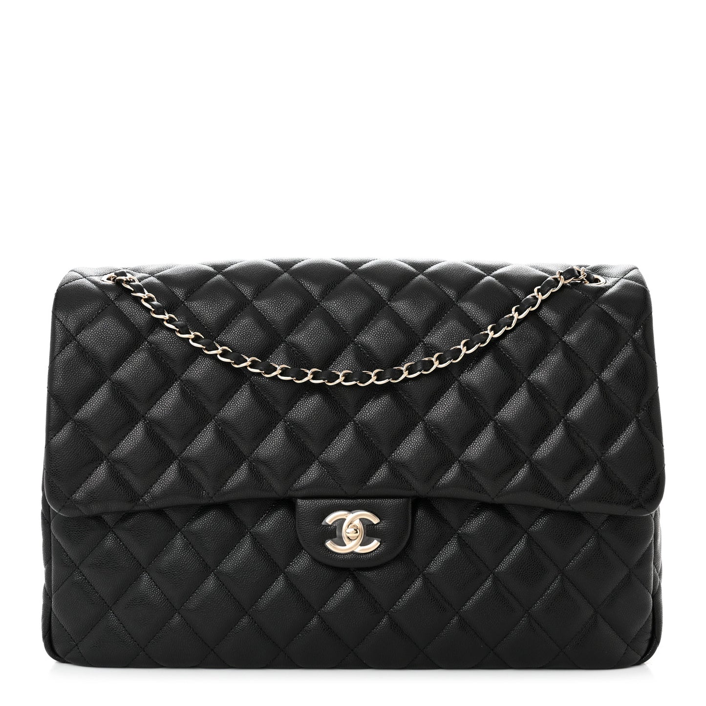 Caviar Quilted XXL Travel Flap Bag Black