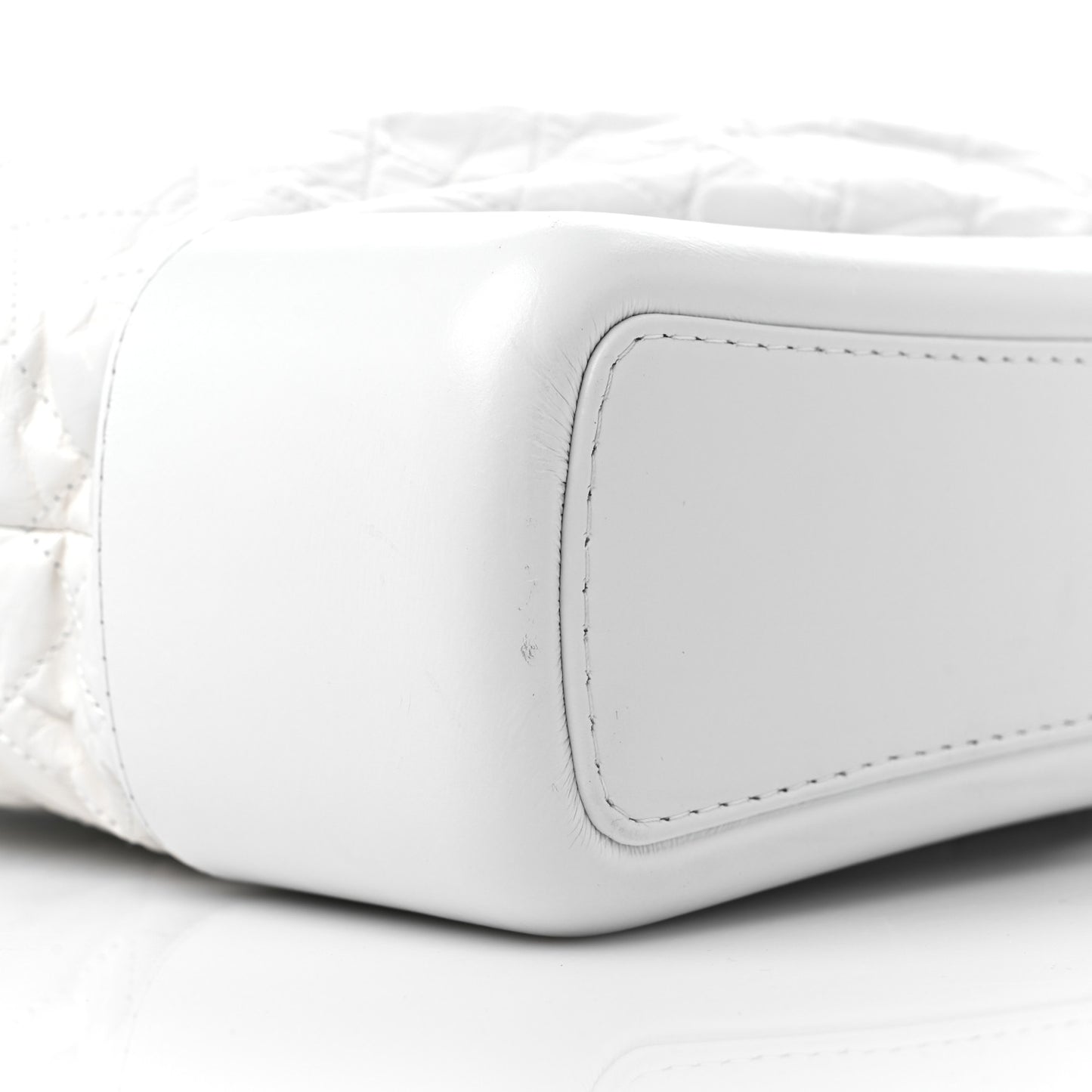 Aged Calfskin Quilted Large Gabrielle Hobo White