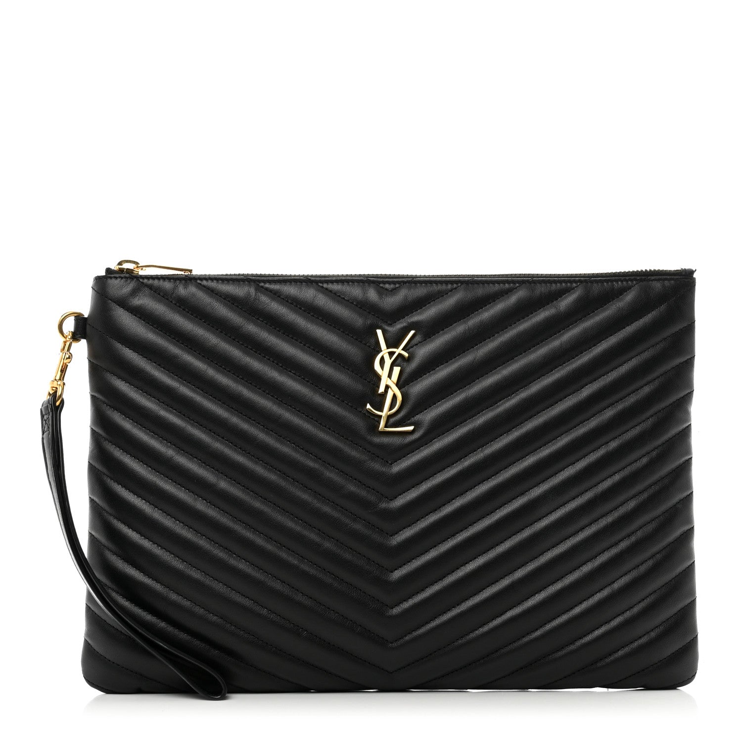 Saint Laurent Calfskin Matelasse Monogram Cassandre Tablet Pouch Black 1 of 7