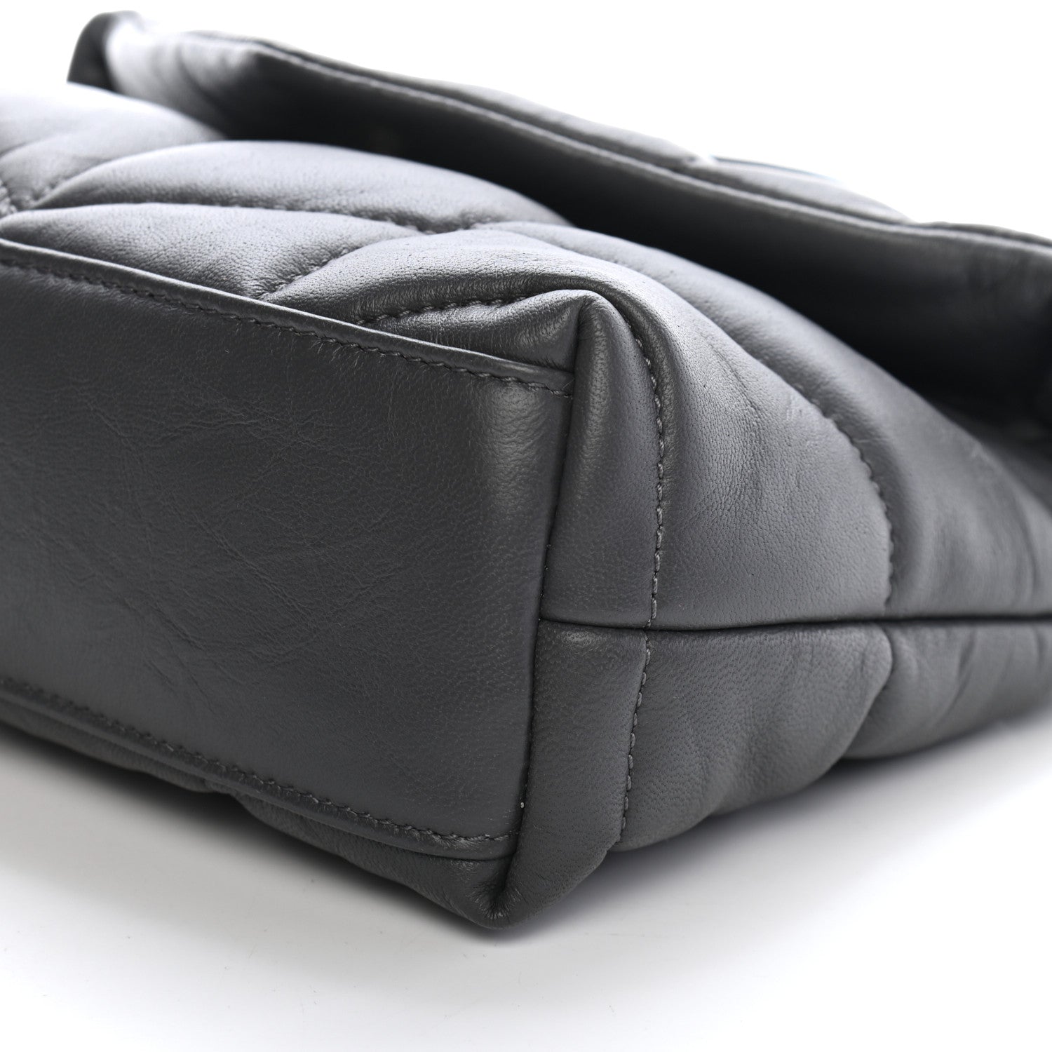 Saint Laurent Lambskin Quilted Toy Loulou Puffer Monogram Chain Satchel Storm 9 of 9