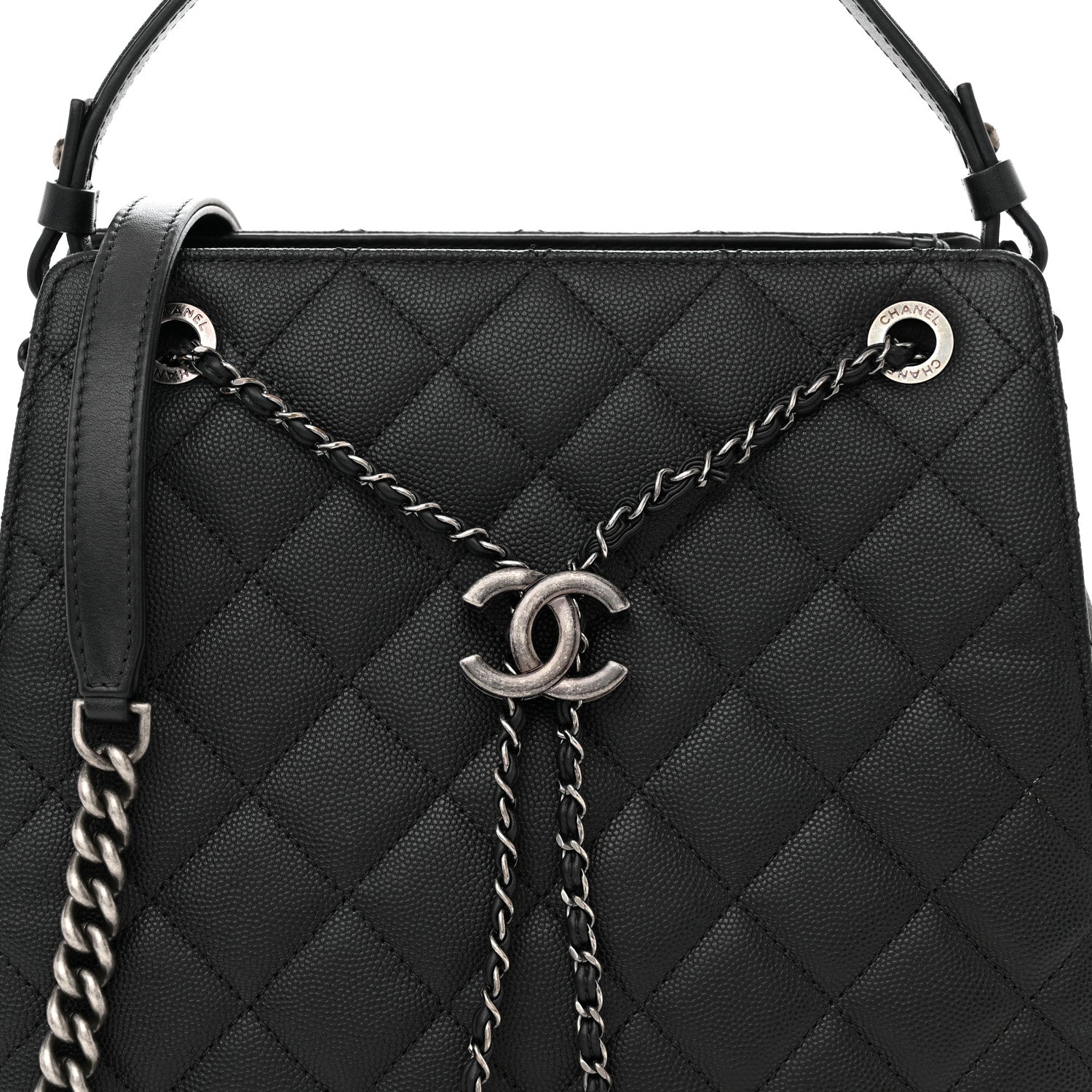 Chanel Caviar Quilted Medium CC Bucket Bag Black 8 of 13