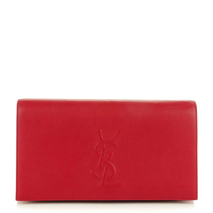 Saint Laurent Calfskin Monogram Large Belle De Jour Clutch Rouge Orient 1 of 7