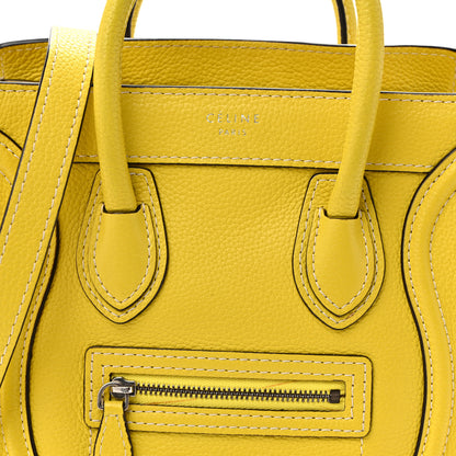Celine Drummed Calfskin Nano Luggage Citron 7 of 14