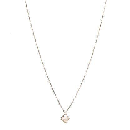 Van Cleef & Arpels 18K Yellow Gold Mother of Pearl Sweet Alhambra Pendant Necklace 1 of 7