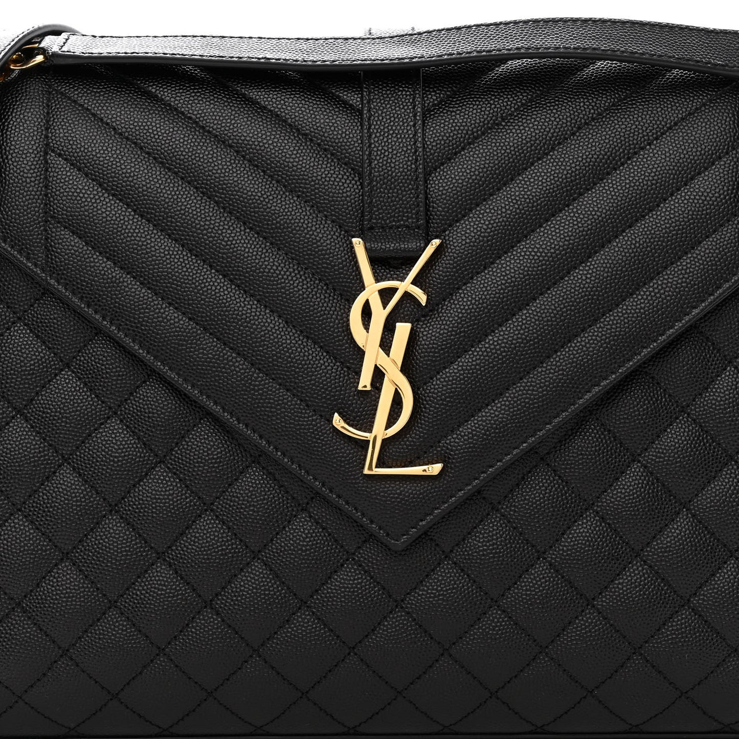 Grain De Poudre Textured Mixed Matelasse Large Triquilt Monogram Satchel Black