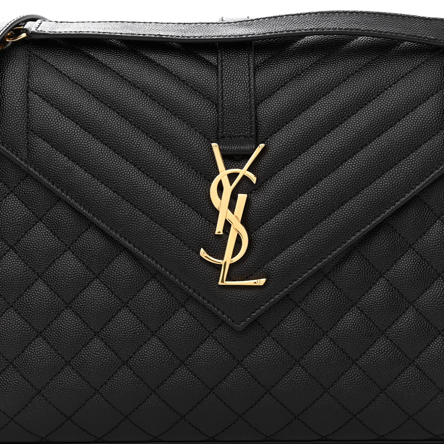 Saint Laurent Grain De Poudre Textured Mixed Matelasse Large Triquilt Monogram Satchel Black 8 of 11