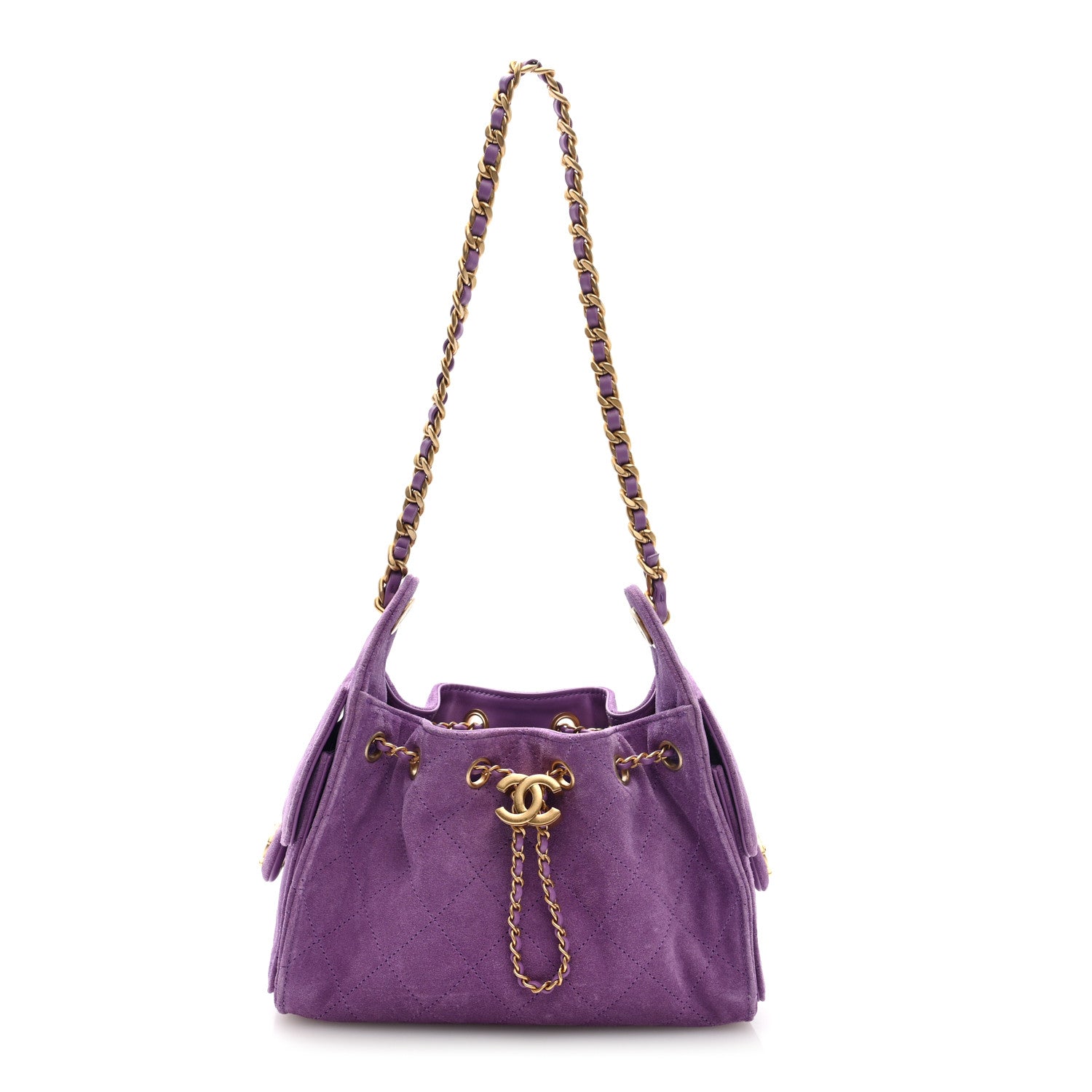 Chanel Suede Quilted Mini Chanel 25 Handbag Purple 1 of 10