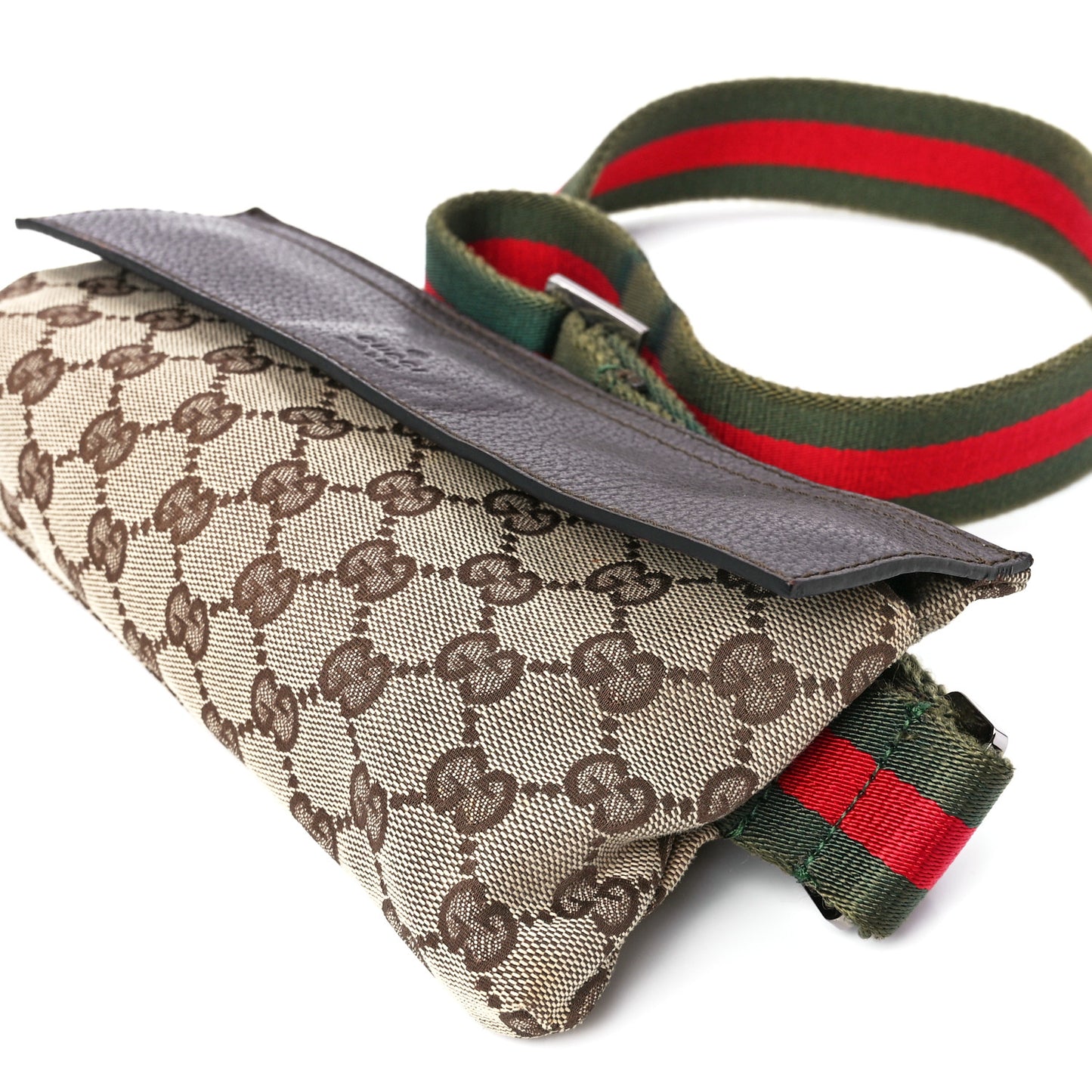 Monogram Web Belt Pouch Bag Brown