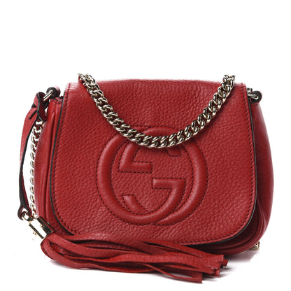Gucci Pebbled Calfskin Small Soho Flap Crossbody Red 1 of 11