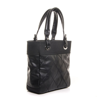 Chanel Coated Canvas Quilted Small Paris Biarritz Tote Black 3 of 8
