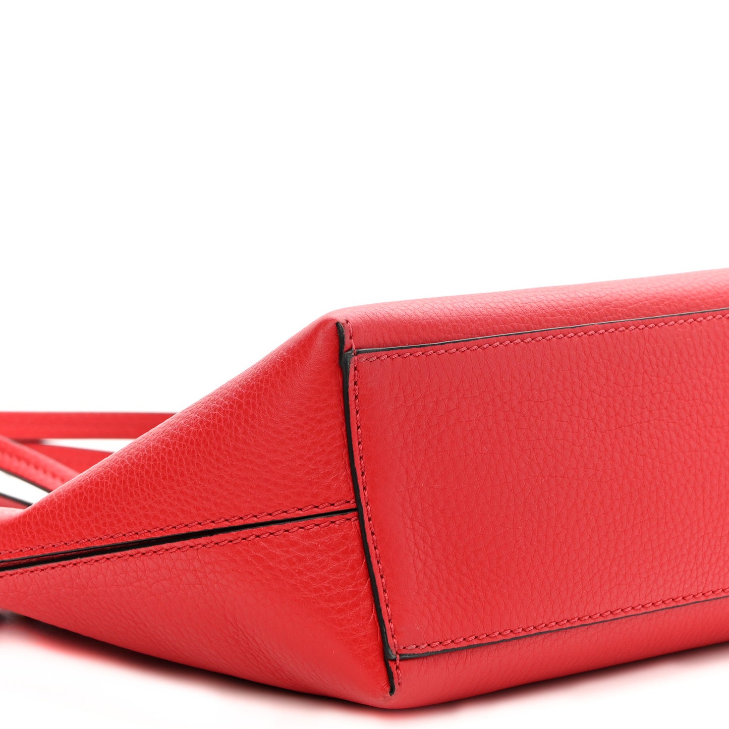Grained Calfskin Small Rockstud Shoulder Tote Rouge Pur