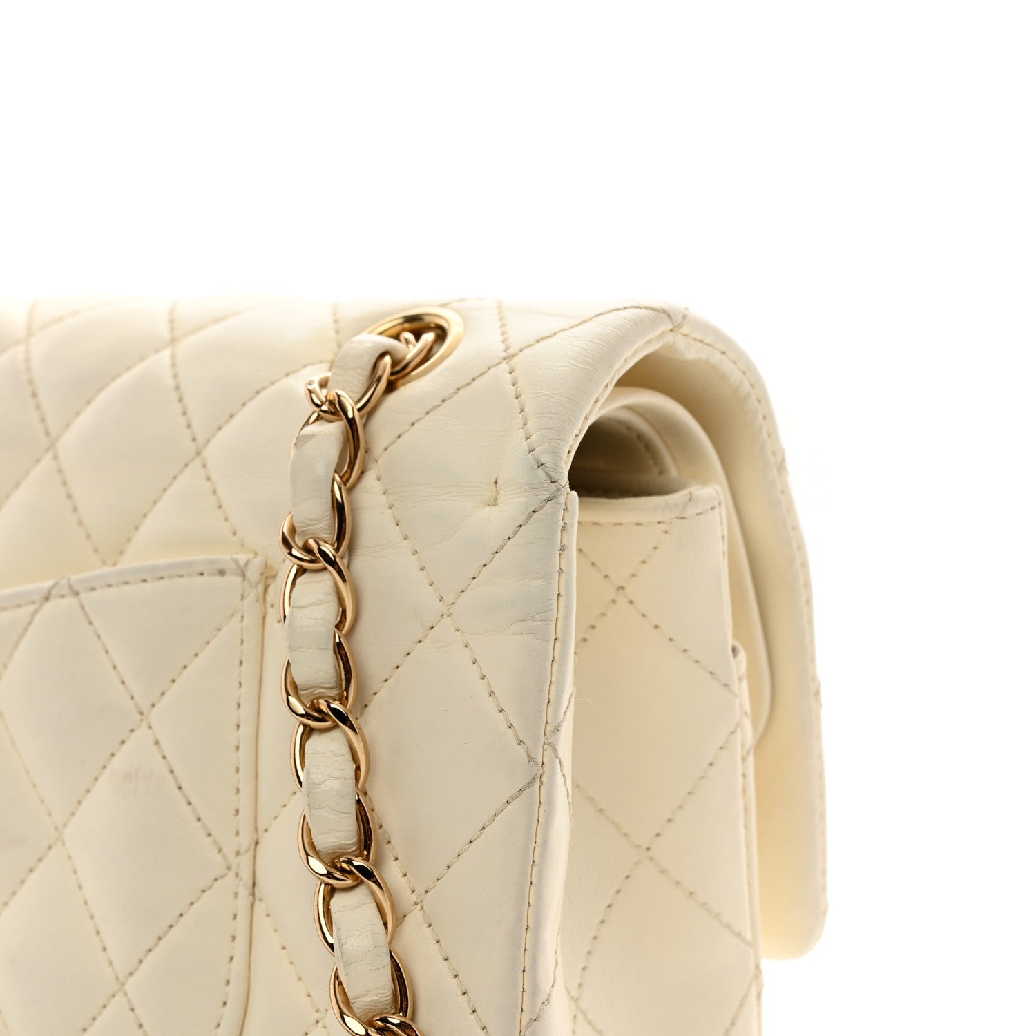 Chanel Lambskin Quilted Medium Double Flap White 13 of 14