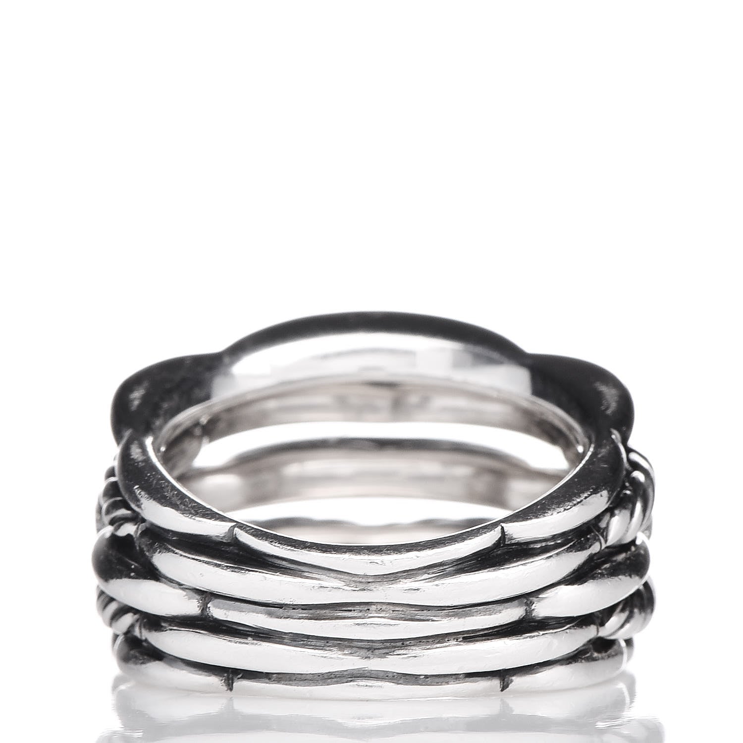 David Yurman Sterling Silver Diamond 15mm Tides Dome Ring 52 6 4 of 5