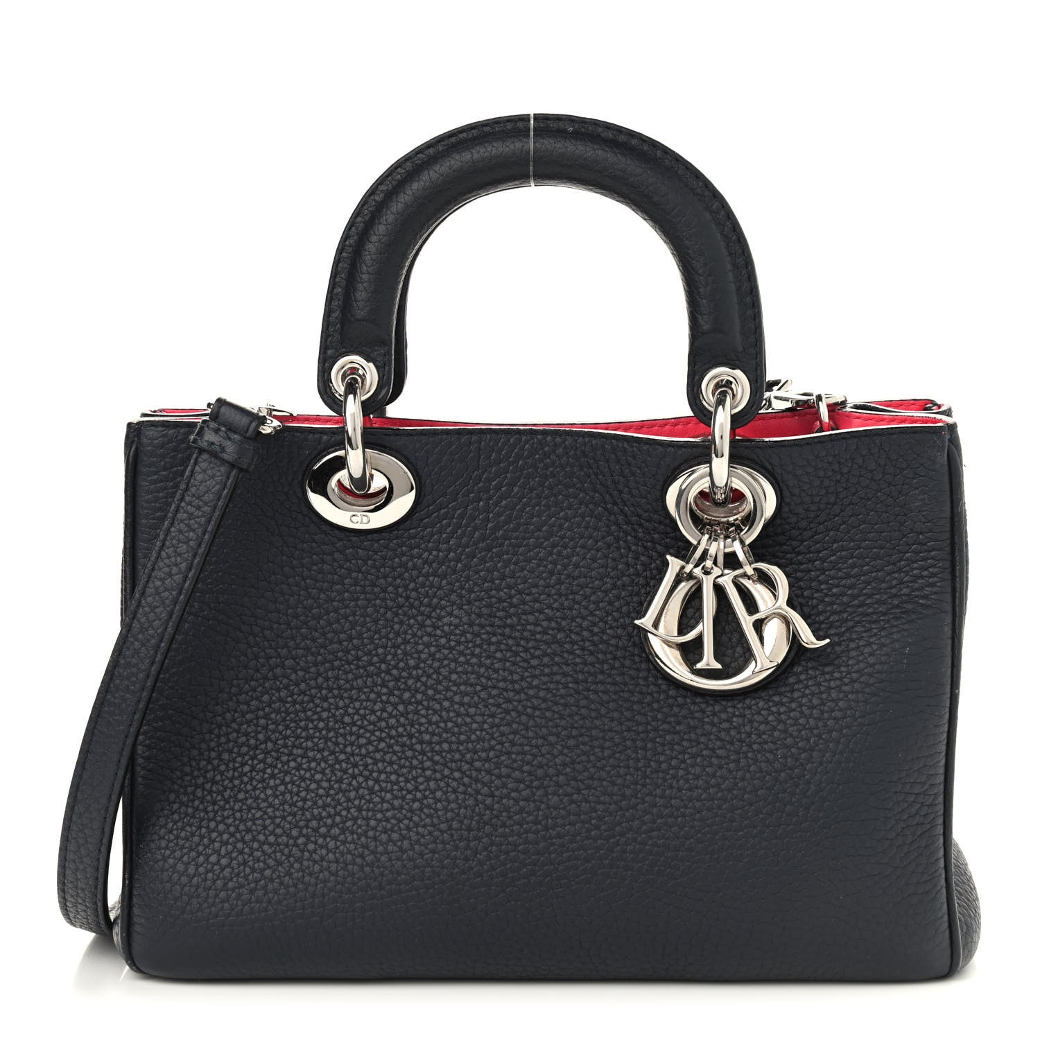 Christian Dior Bullcalf Small Diorissimo Tote Navy Fuchsia 1 of 13