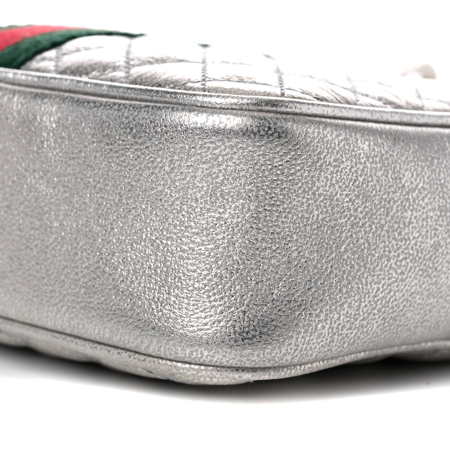 Laminated Nappa Web Trapuntata Mini GG Shoulder Bag Argento