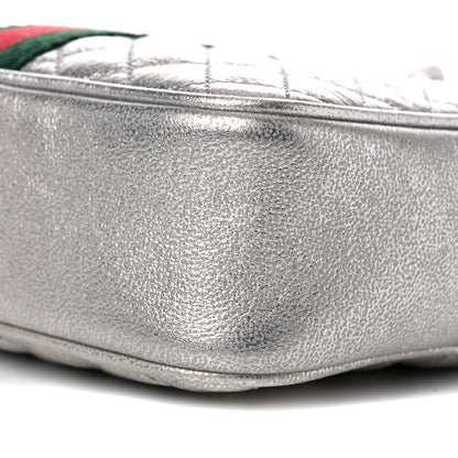 Gucci Laminated Nappa Web Trapuntata Mini GG Shoulder Bag Argento 8 of 8