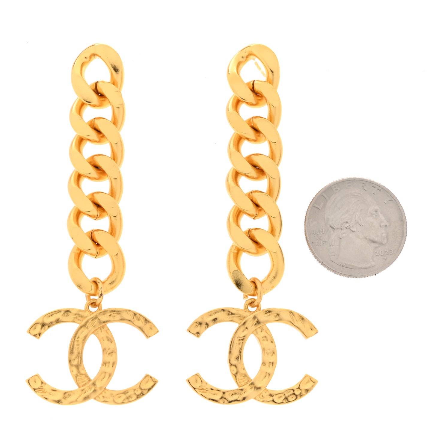 CC Drop Chain Drop Earrings Gold