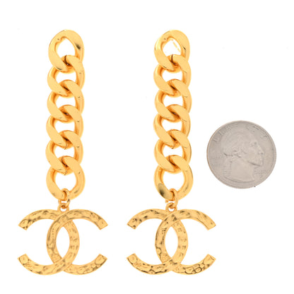 Chanel CC Drop Chain Drop Earrings Gold 2 of 6