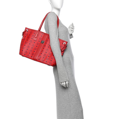 MCM Visetos Medium Liz Reversible Shopper Tote Ruby Red 3 of 17