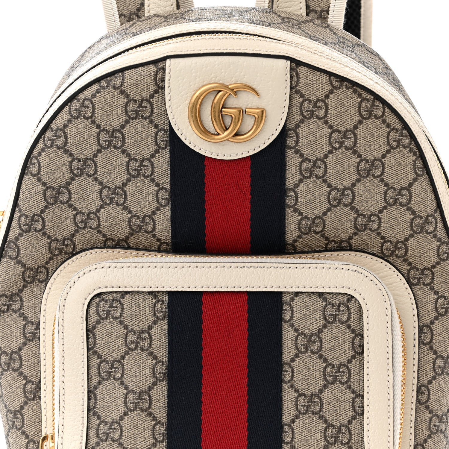 Gucci GG Supreme Monogram Textured Calfskin Web Small Ophidia Day Backpack Beige Ebony Mystic White 8 of 11