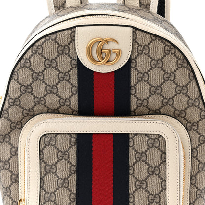 Gucci GG Supreme Monogram Textured Calfskin Web Small Ophidia Day Backpack Beige Ebony Mystic White 8 of 11