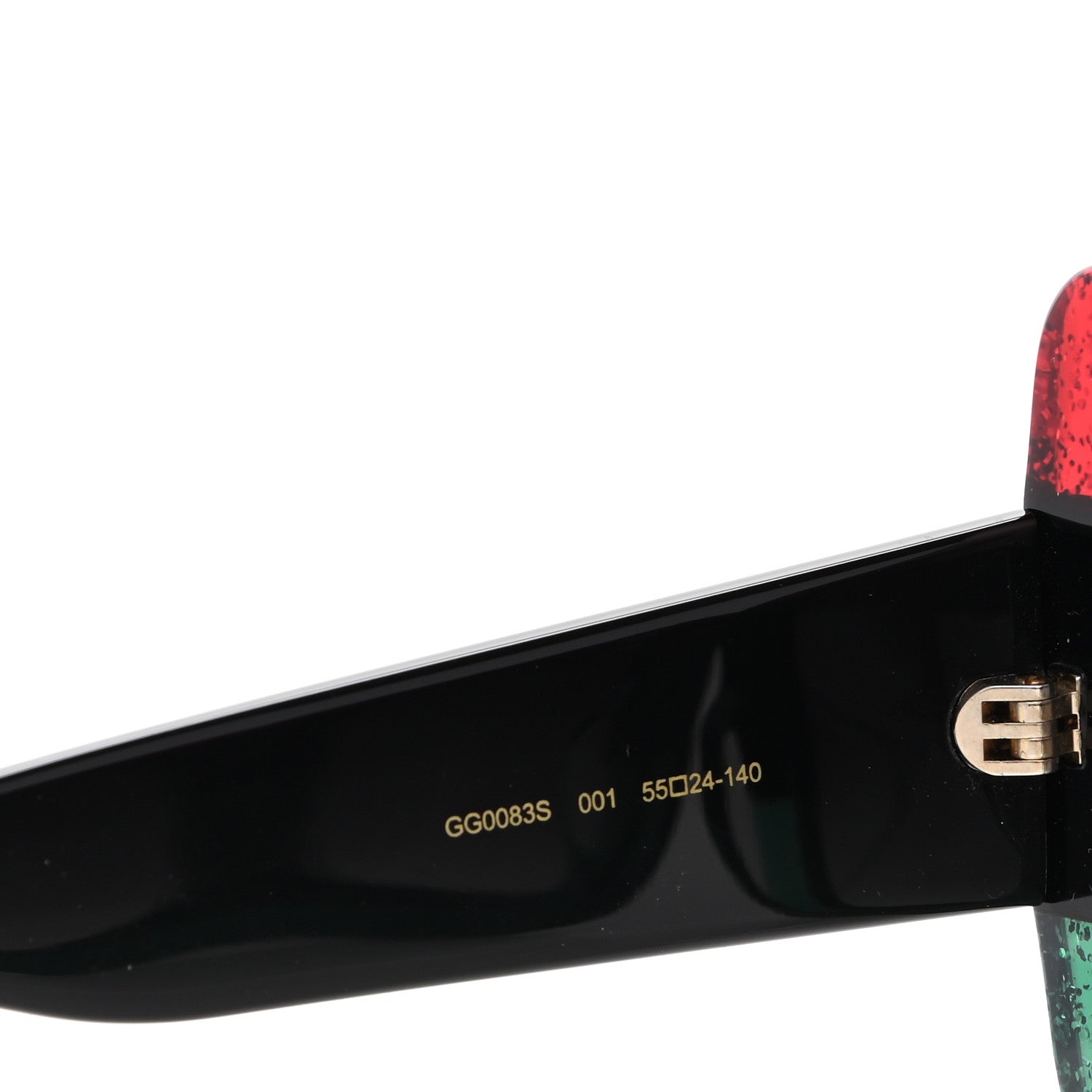 Gucci Acetate Square Frame Sunglasses GG0083S Glitter Red Black Green 5 of 9