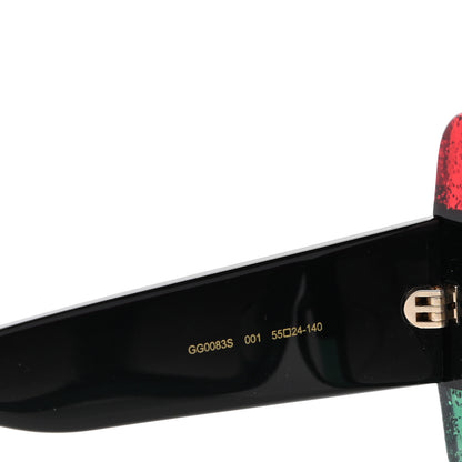 Gucci Acetate Square Frame Sunglasses GG0083S Glitter Red Black Green 5 of 9
