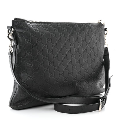 Gucci Guccissima Medium Flat Messenger Bag Black 3 of 16