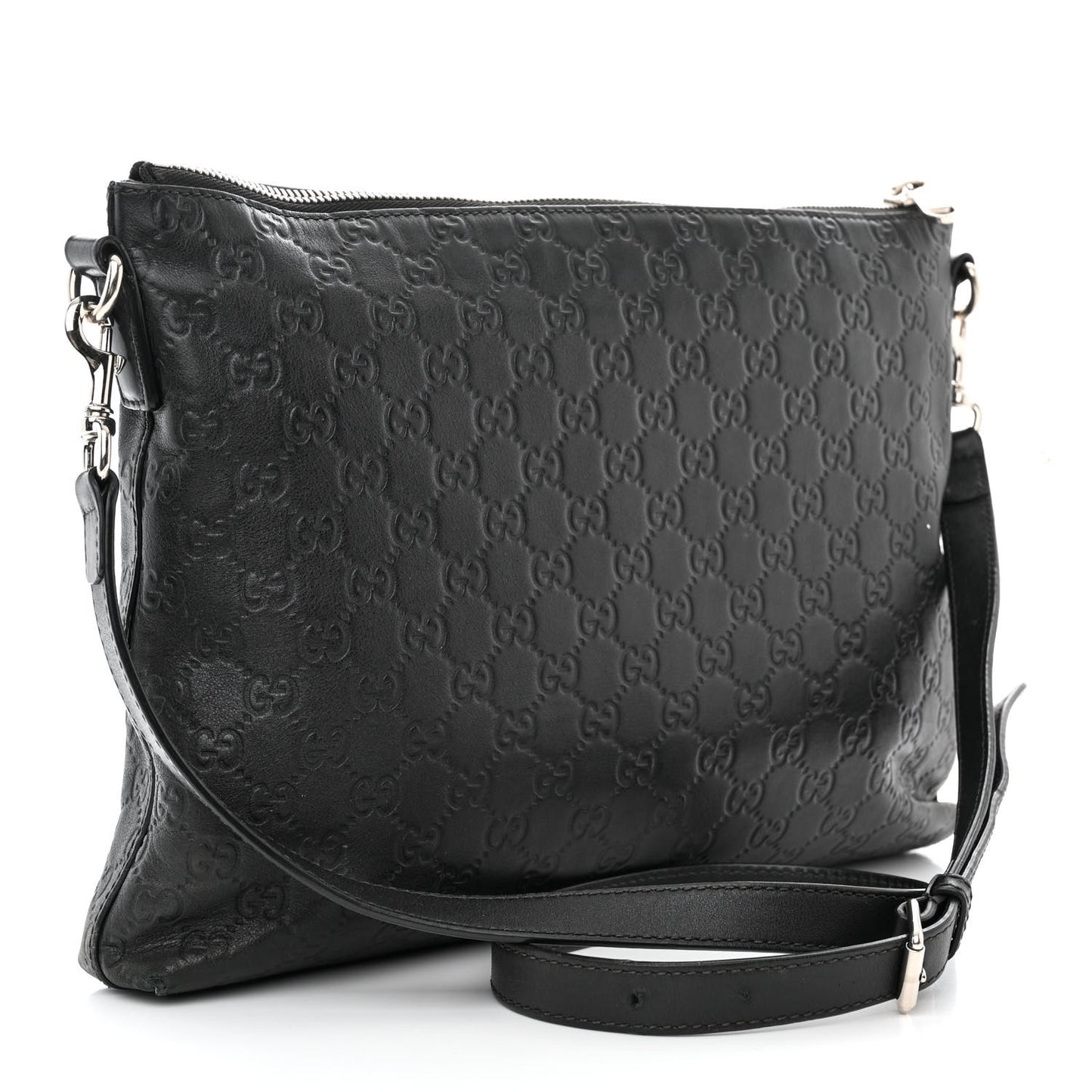 Guccissima Medium Flat Messenger Bag Black