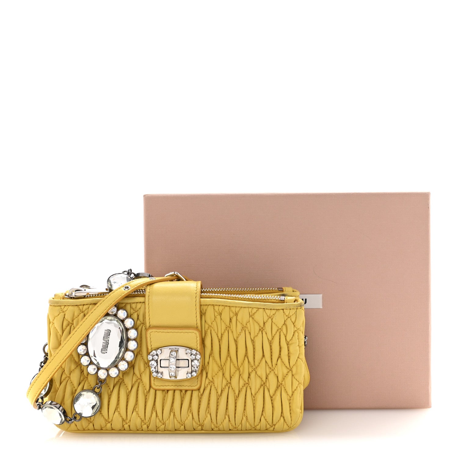 Miu Miu Nappa Matelasse Crystal Clutch Sole 19 of 19