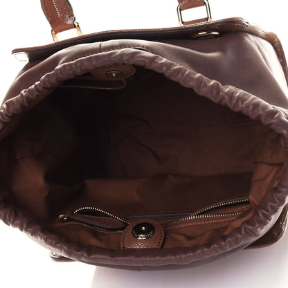 Burberry Patent Haymarket Check Small Dinton Tote Mid Camel 4 of 4