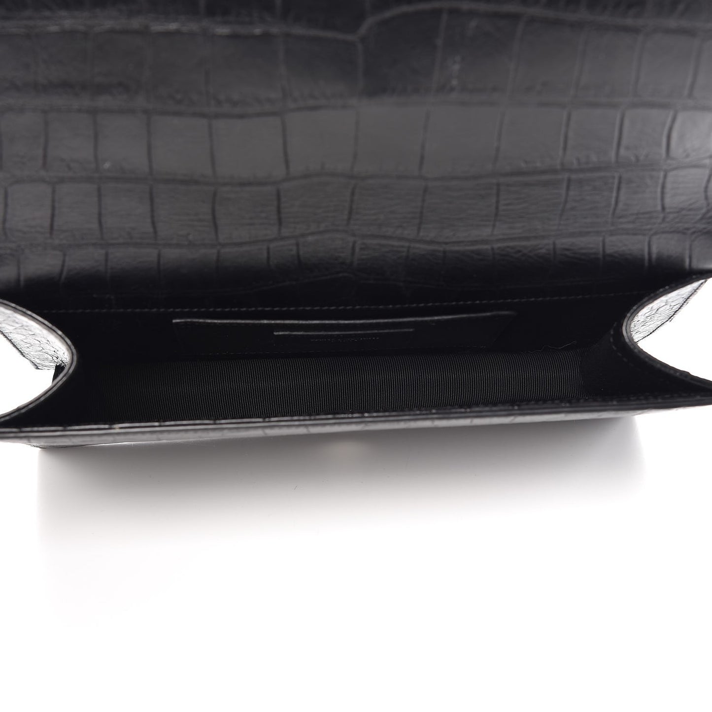 Calfskin Crocodile Embossed Classic Kate Monogram Clutch Black