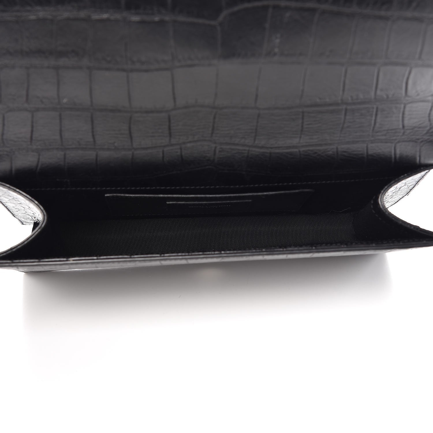 Saint Laurent Calfskin Crocodile Embossed Classic Kate Monogram Clutch Black 5 of 8
