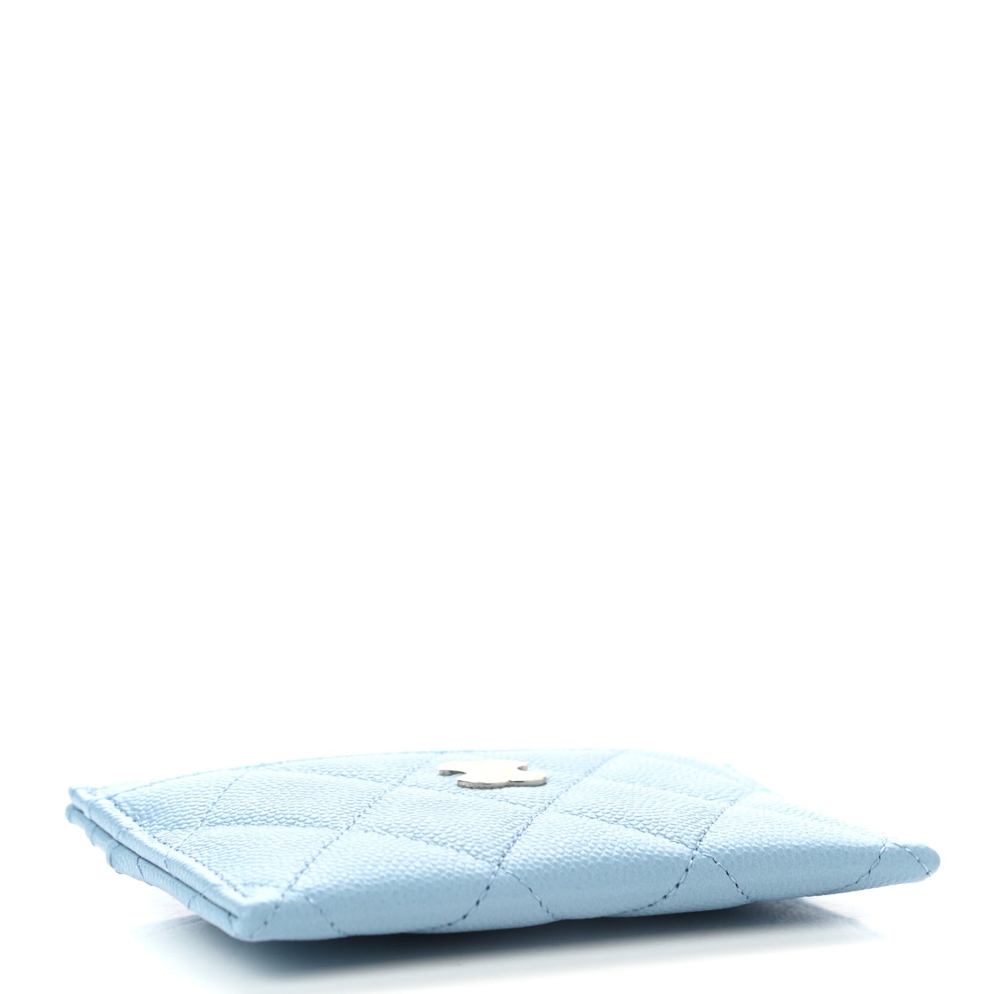 Caviar Quilted Card Holder Light Blue