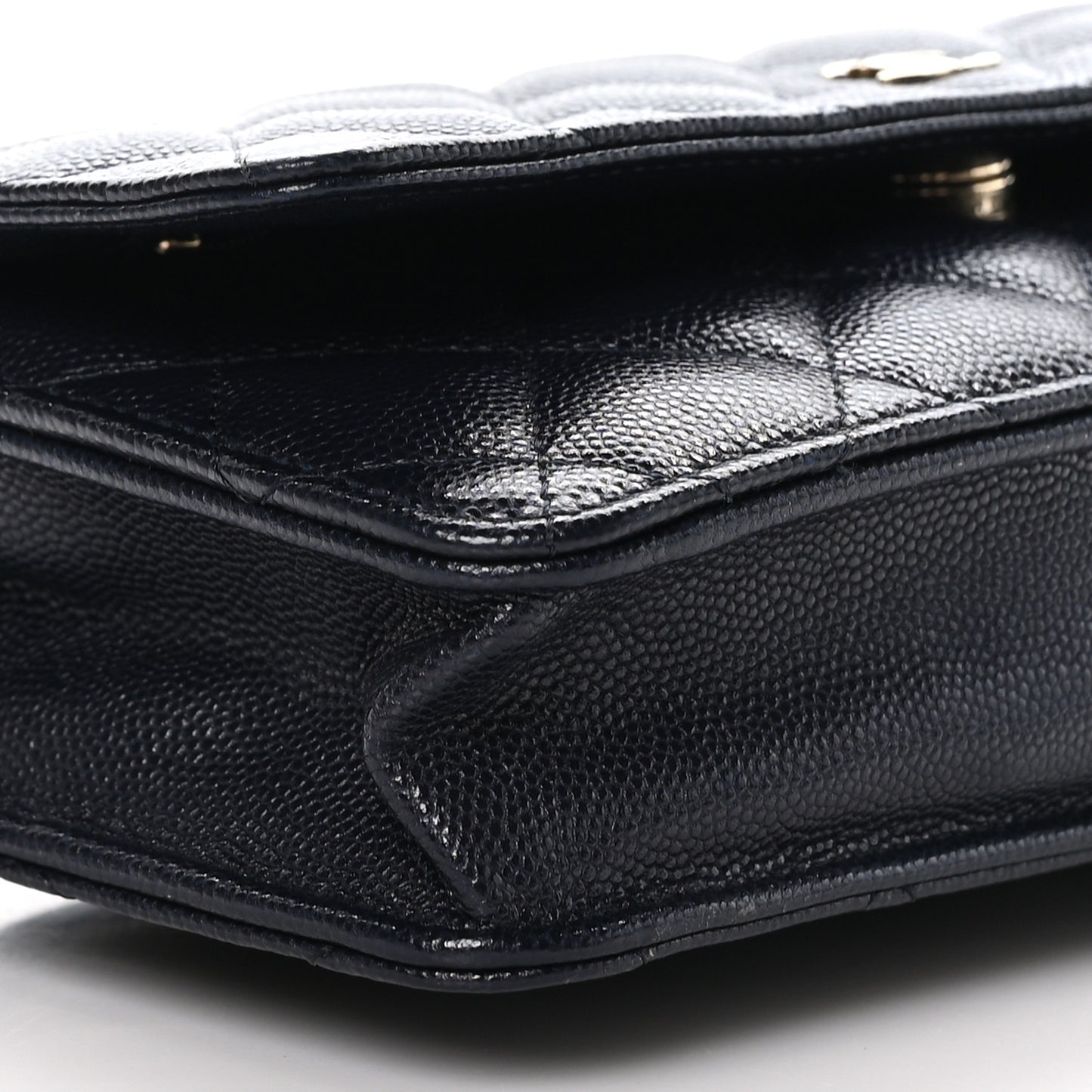 Caviar Quilted Wallet on Chain WOC Navy Blue