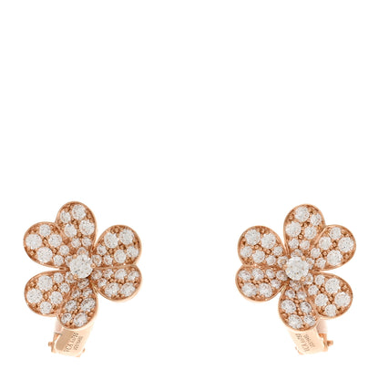 Van Cleef & Arpels 18K Rose Gold Diamond Small Frivole Pave Earrings 1 of 5