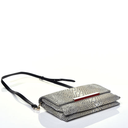 Christian Louboutin Glitter Fabric Snakeskin Embossed Clutch 4 of 9