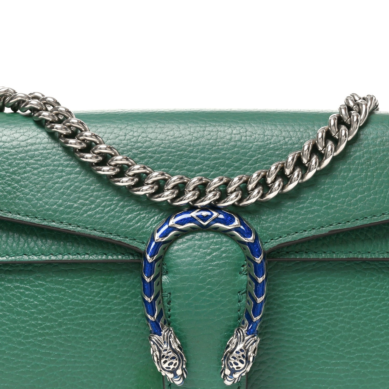 Gucci Dollar Calfskin Enamel Small Dionysus Shoulder Bag Emerald Electric Blue 8 of 11
