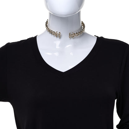 Chanel Metal CC Chain Link Choker Necklace L Gold 2 of 5