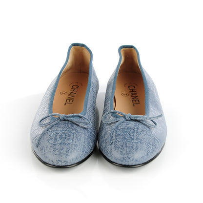 Chanel Iridescent Calfskin Cap Toe CC Ballerina Flats 36.5 Blue 2 of 8