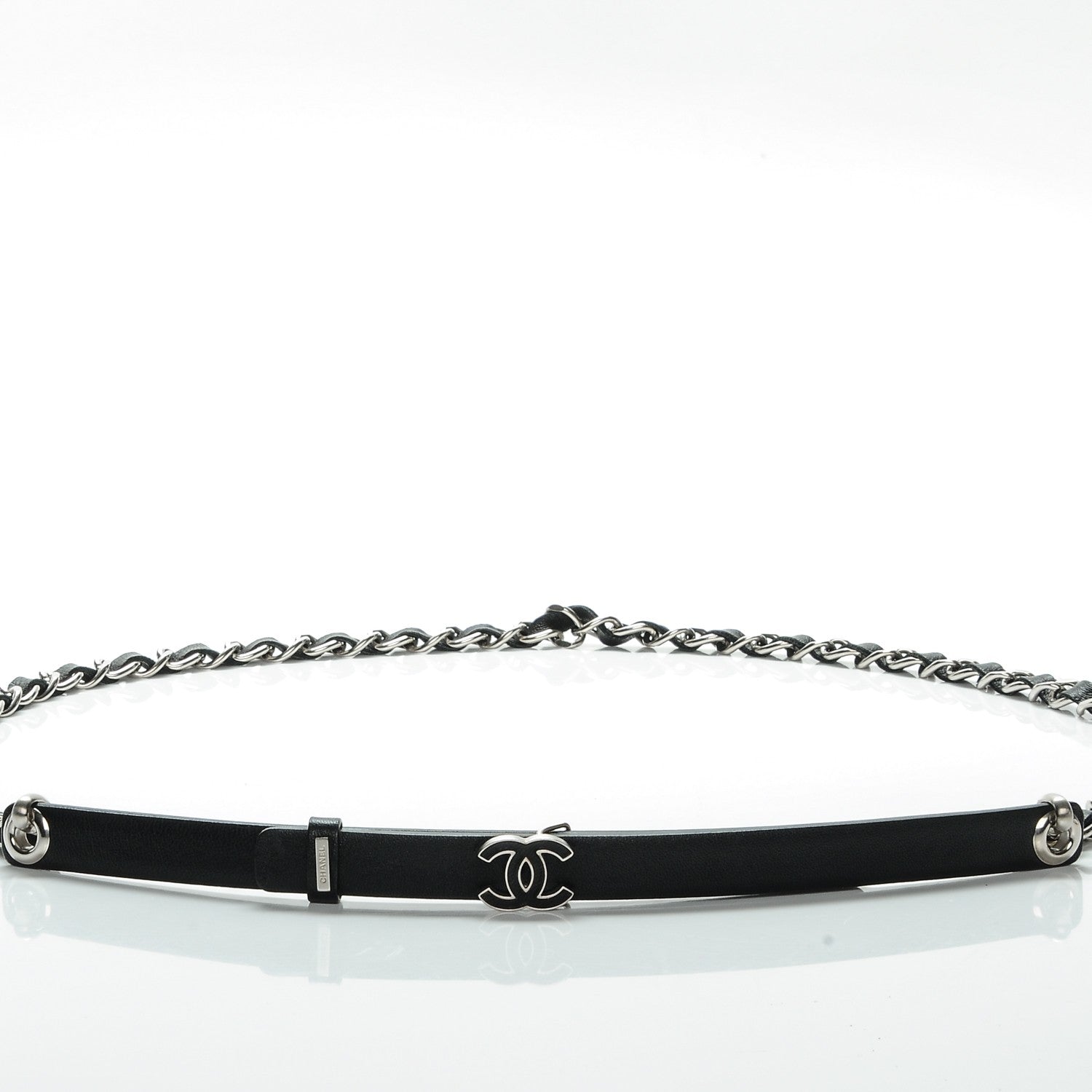 Chanel Lambskin CC Chain Belt 95 38 Black Silver 4 of 10