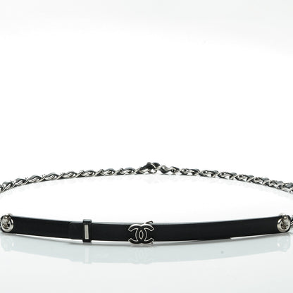 Chanel Lambskin CC Chain Belt 95 38 Black Silver 4 of 10