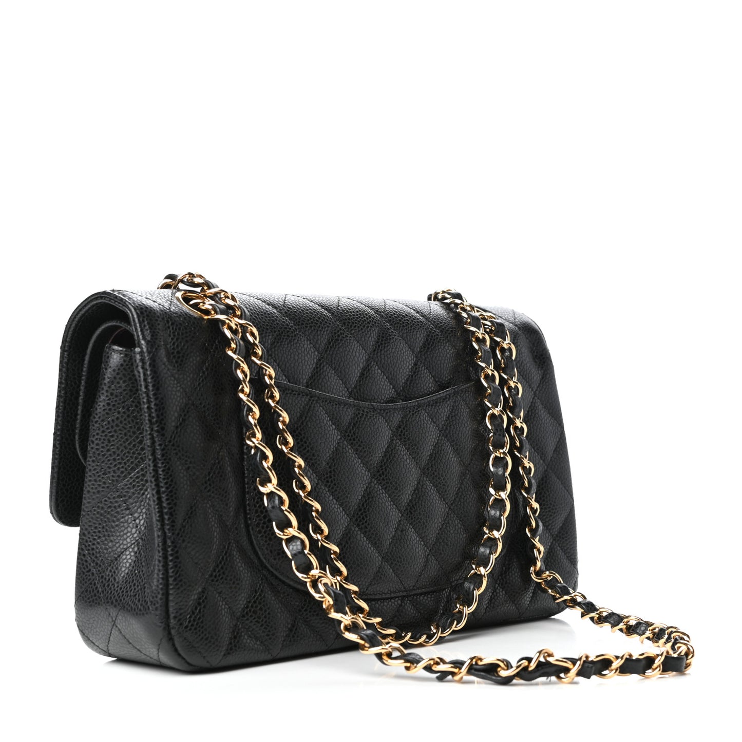 Caviar Quilted Medium Double Flap Black