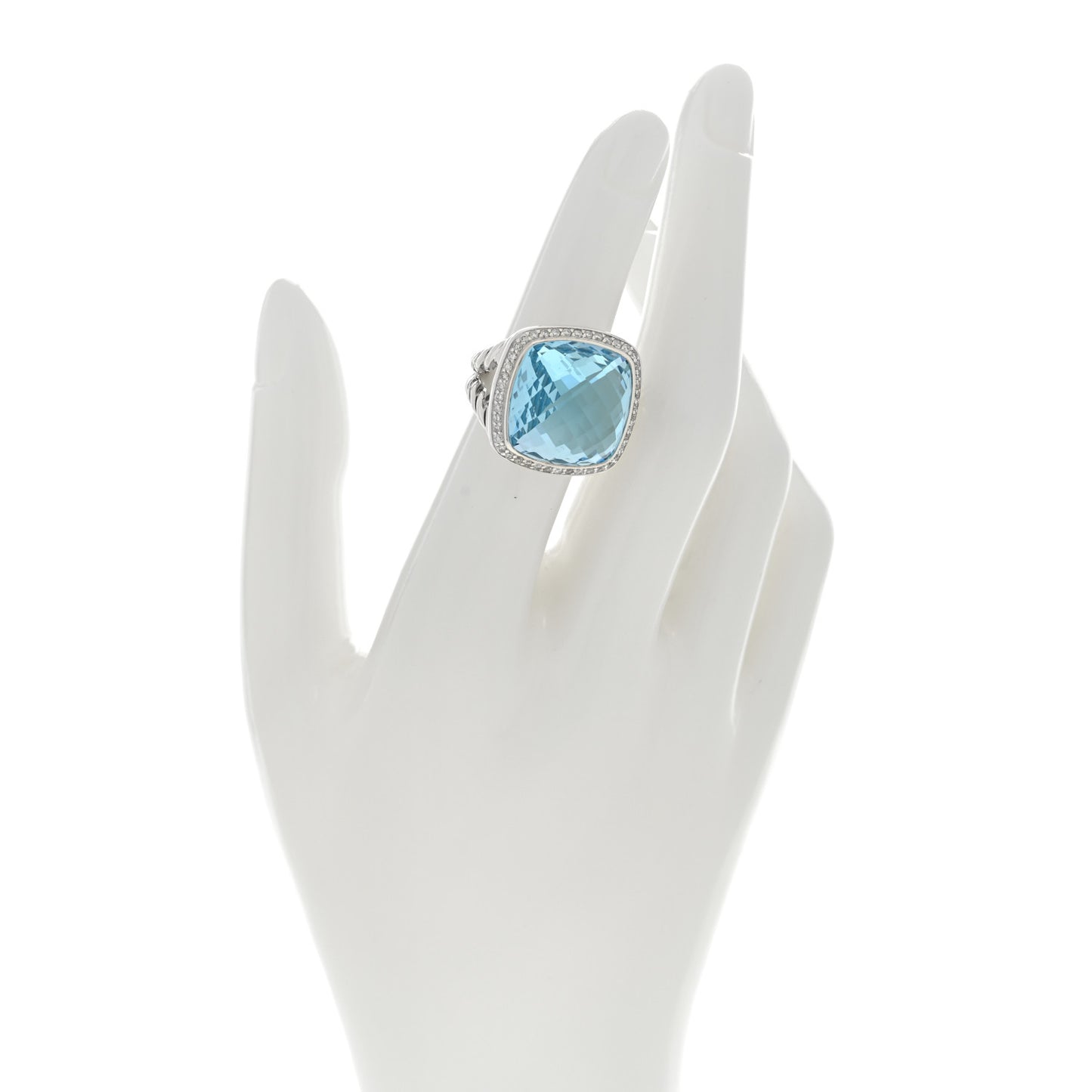 Sterling Silver Diamond Blue Topaz 17mm Albion Ring 49 5