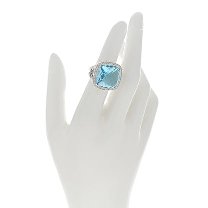 David Yurman Sterling Silver Diamond Blue Topaz 17mm Albion Ring 49 5 2 of 4